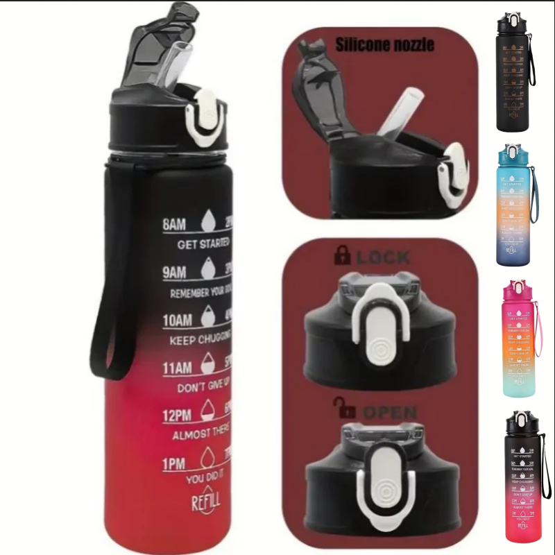 750ml 스포츠 물병, 시간 추적 기능이 있는 빨대, - Outdoor Sports Adventure 리뷰 및 가격