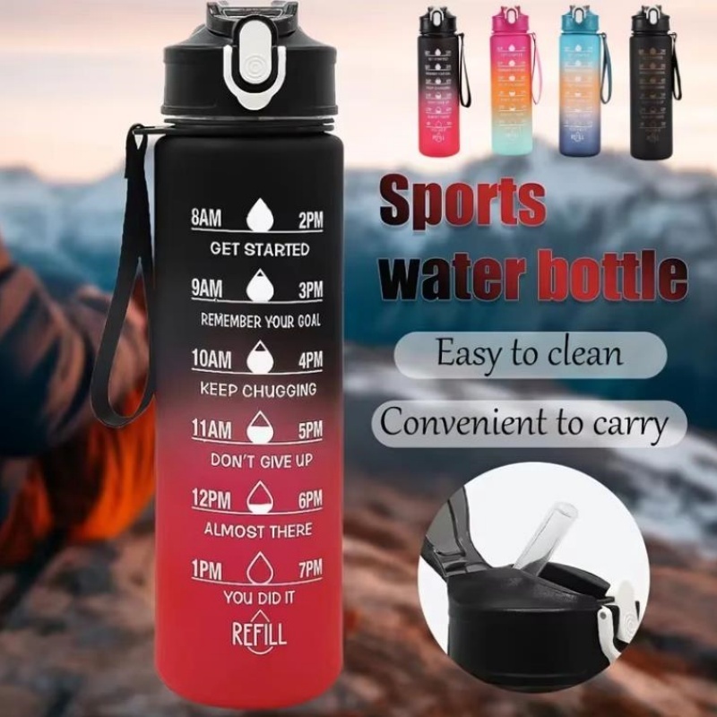 750ml 스포츠 물병, 시간 추적 기능이 있는 빨대, - Outdoor Sports Adventure 리뷰 및 가격